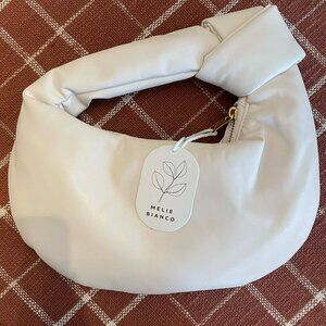 MELIE BIANCO MINIMALIST eye-catching VEGAN LEATHER knot bag ivory color NWT